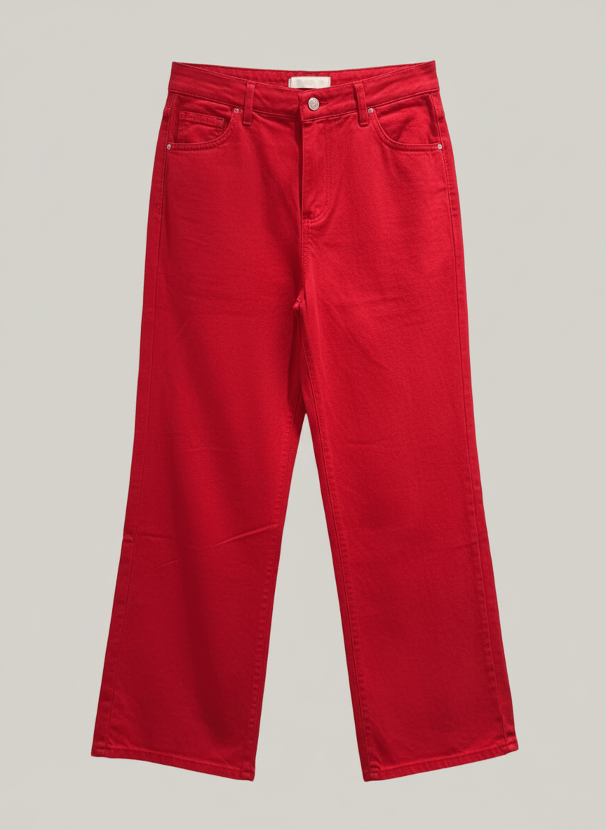 Kırmızı Wide Leg Jean
