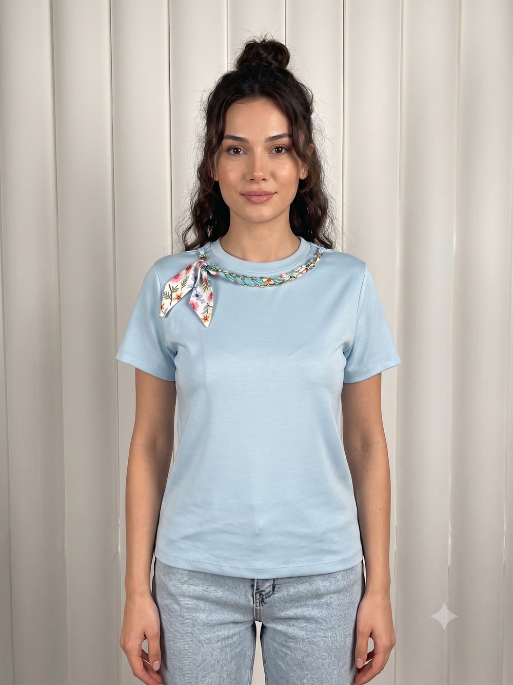 DİMA 5282 YAKA AKSESUARLI BLUZ