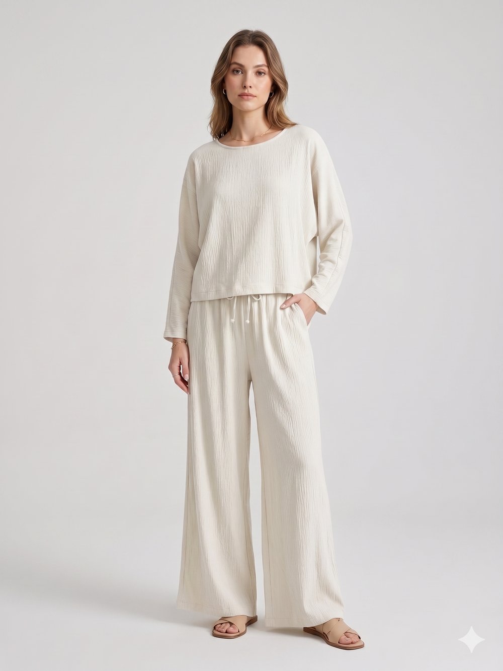 ELG 4758 PANT-4650 BLUZ KRİNKIL TAKIM