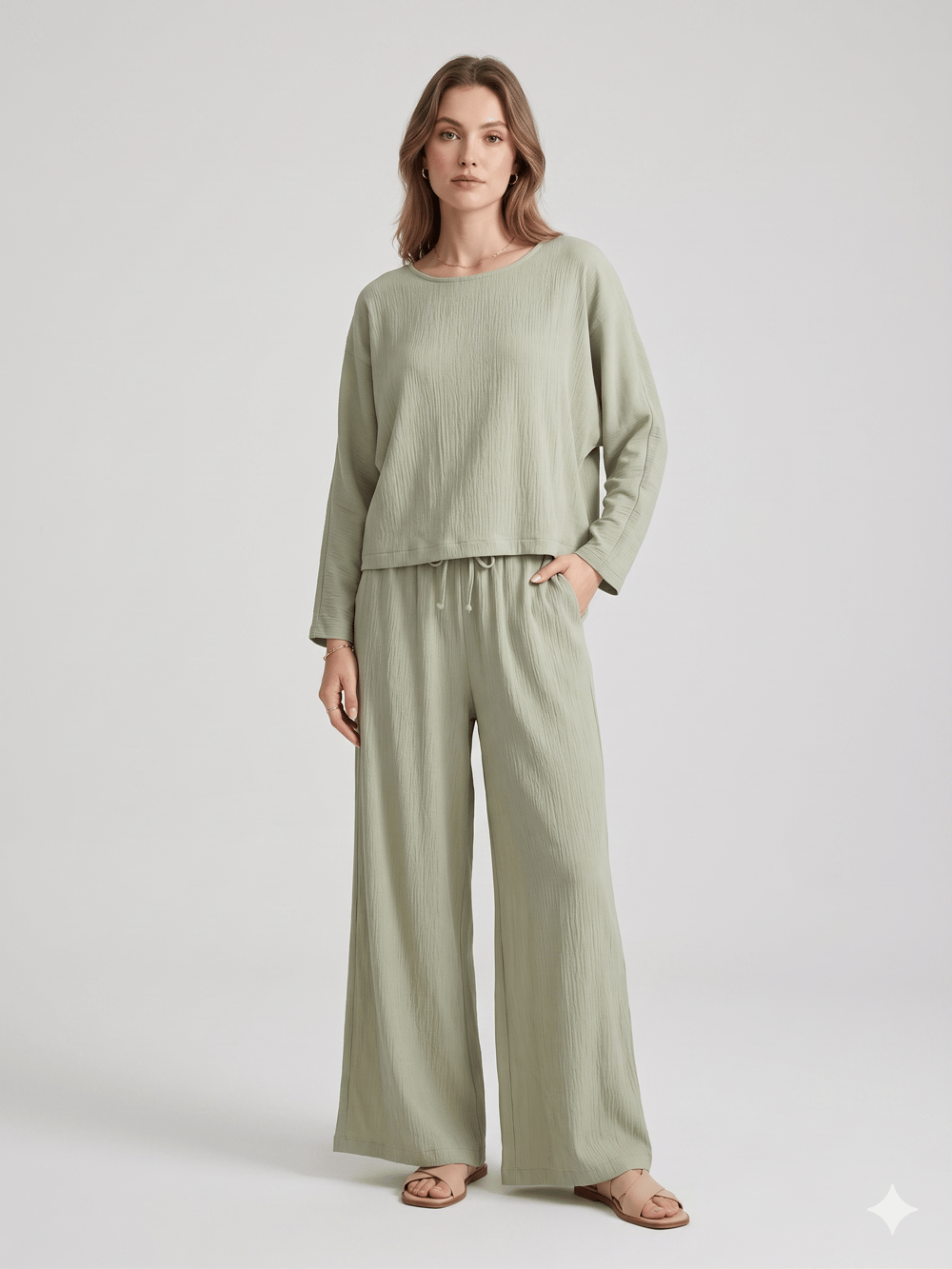 ELG 4758 PANT-4650 BLUZ KRİNKIL TAKIM