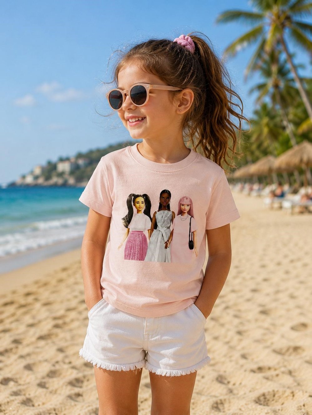 Kız Çocuk Barbie Baskılı Tshirt