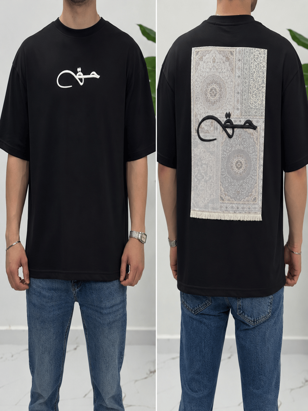 SAW Siyah Nakışlı Amerikan Oversize T-Shirt