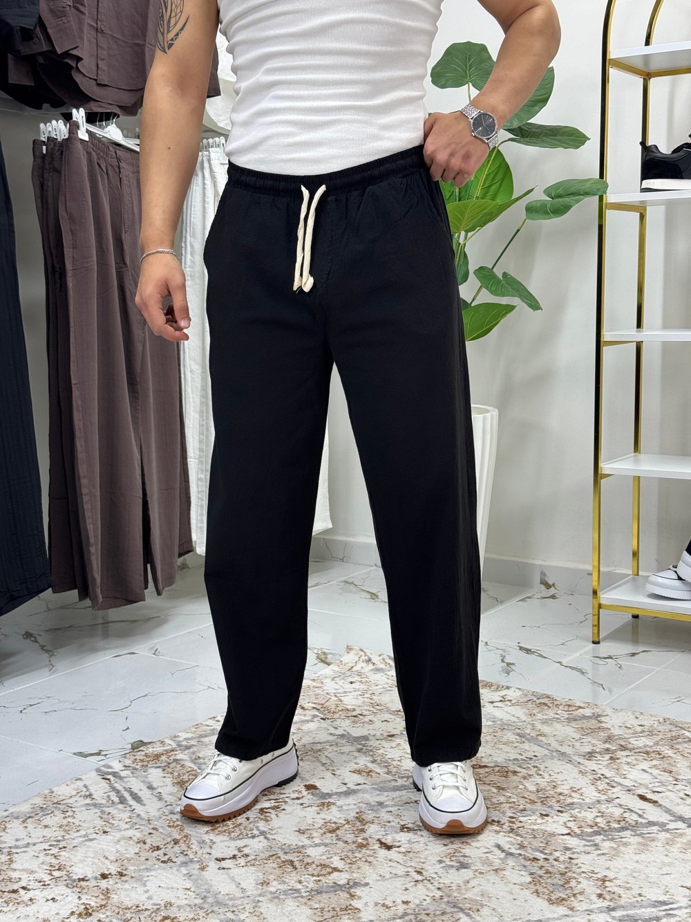 Vamos Siyah Jogger Keten