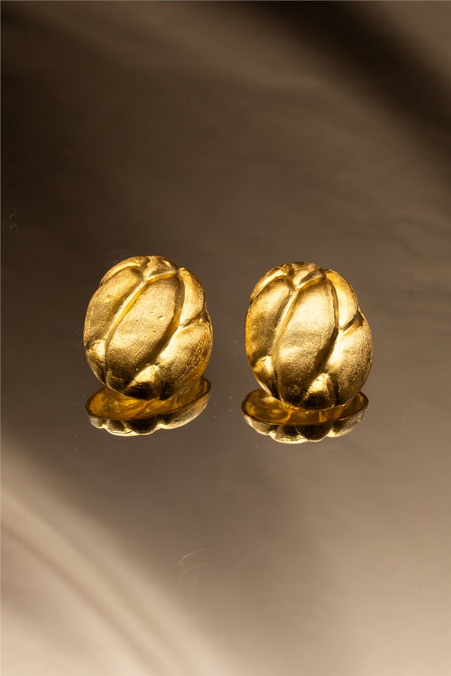 Kintsugi Pirinç Altın Kaplama Küpe