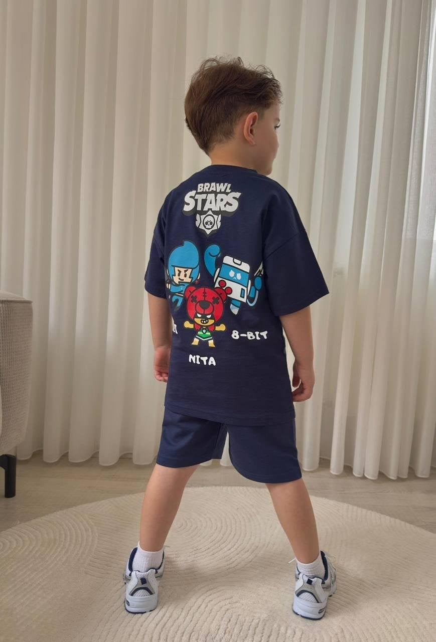 Cg Kids Brawl Stars Karakterleri Erkek Çocuk Tshirt & Şort Alt Üst Takım Sırt Baskı Detay