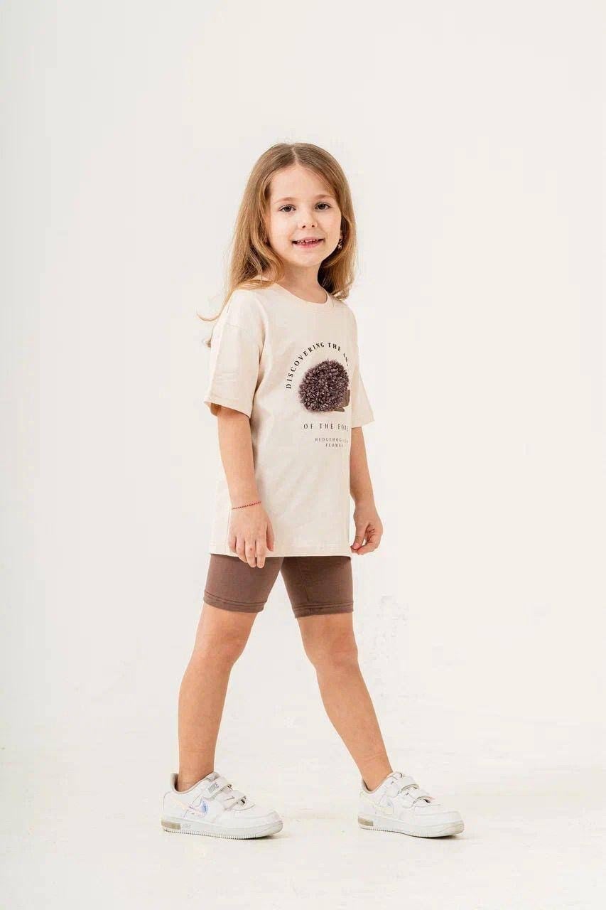 Cg Kids Kirpi Tüllü Işleme Detay Tayt Şort Alt Üst Takım