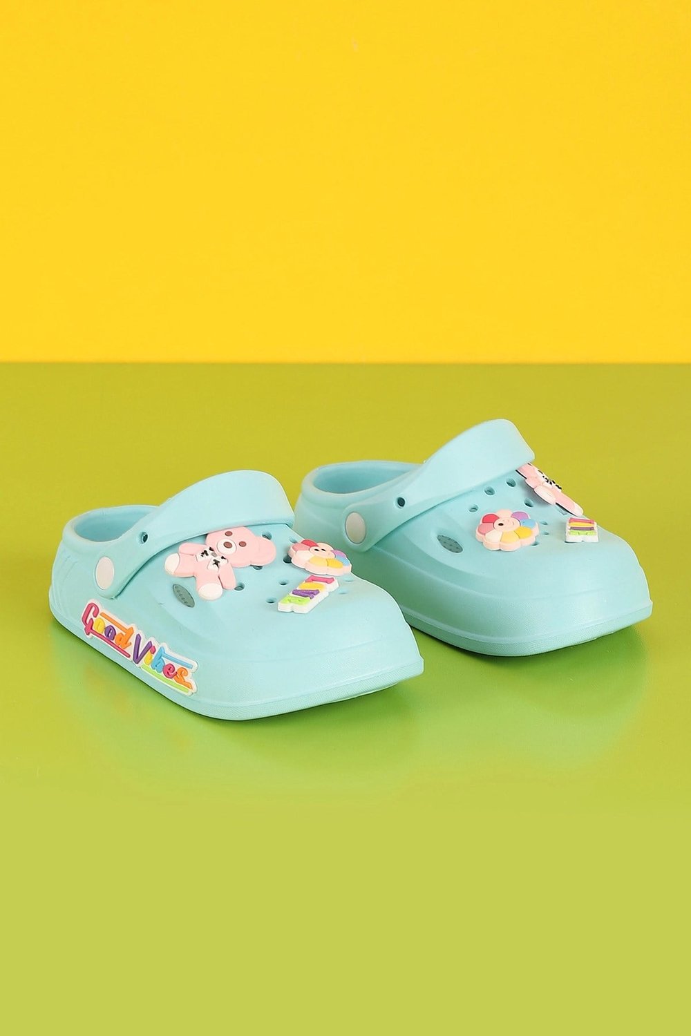 Cg Kids Love Su Yeşili Ayıcık Figürlü Kalın Ultra Lüks Yumuşak Eva Taban Kız Çocuk Terlik - Sandalet