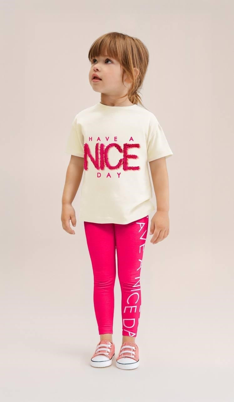Cg Kids Nice Kabartma Tül Detaylı Harika Kız Çocuk Taytlı Alt Üst Takım