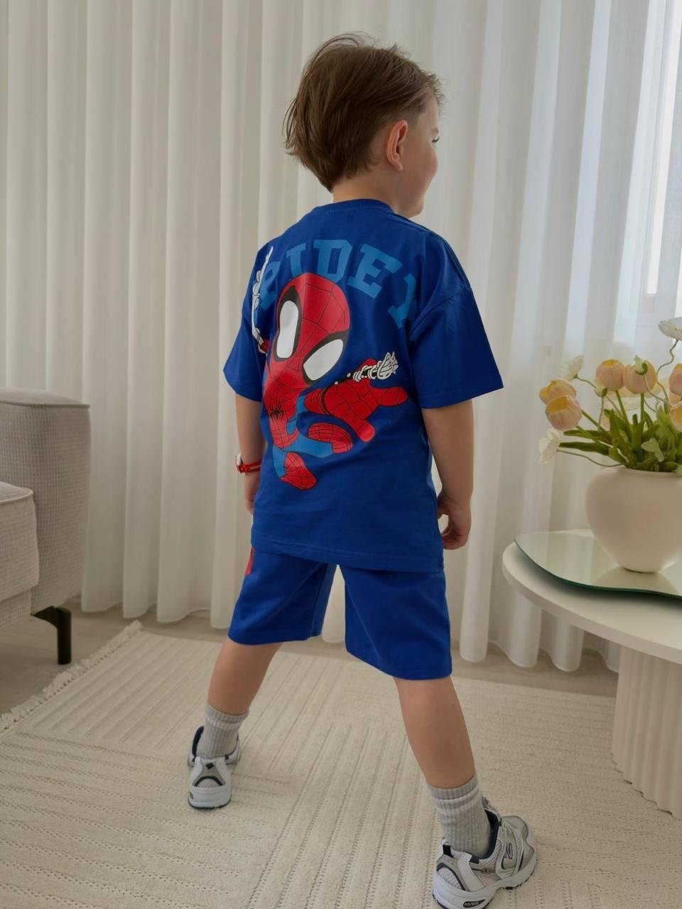 Cg Kids Örümcek Adam Spidey Erkek Çocuk Tshrit&Şort Alt Üst Takım Süper Kalite Sırt Baskı Detay