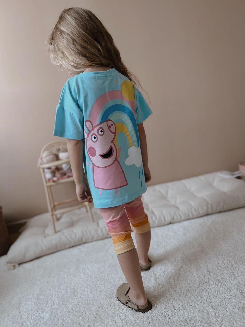 Cg Kids Peppapig Scuba Kumaş Taytlı Kız Çocuk Alt Üst Takım
