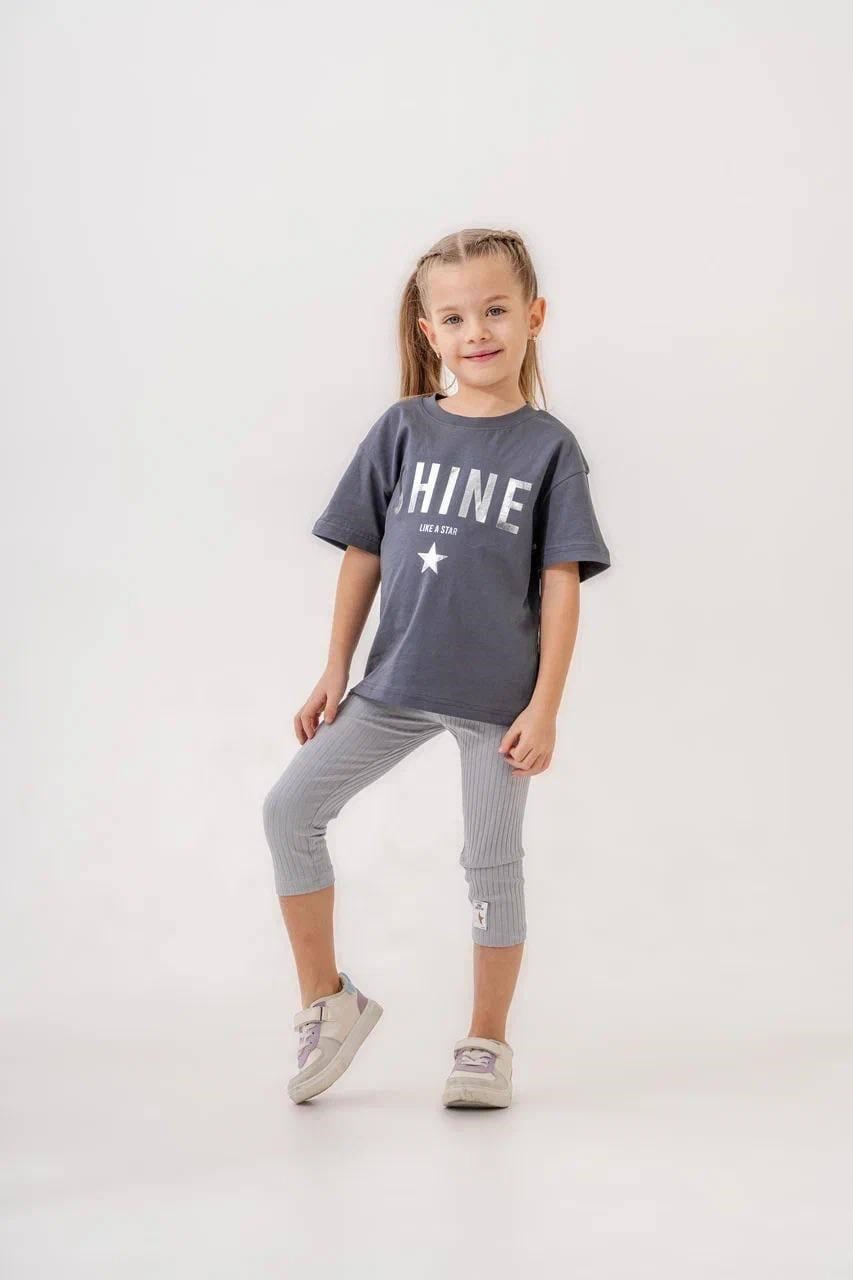 Cg Kids Shine Varak Parlak Gümüş Baskı Alt Fitilli Tayt Kız Çocuk Alt Üst Takım