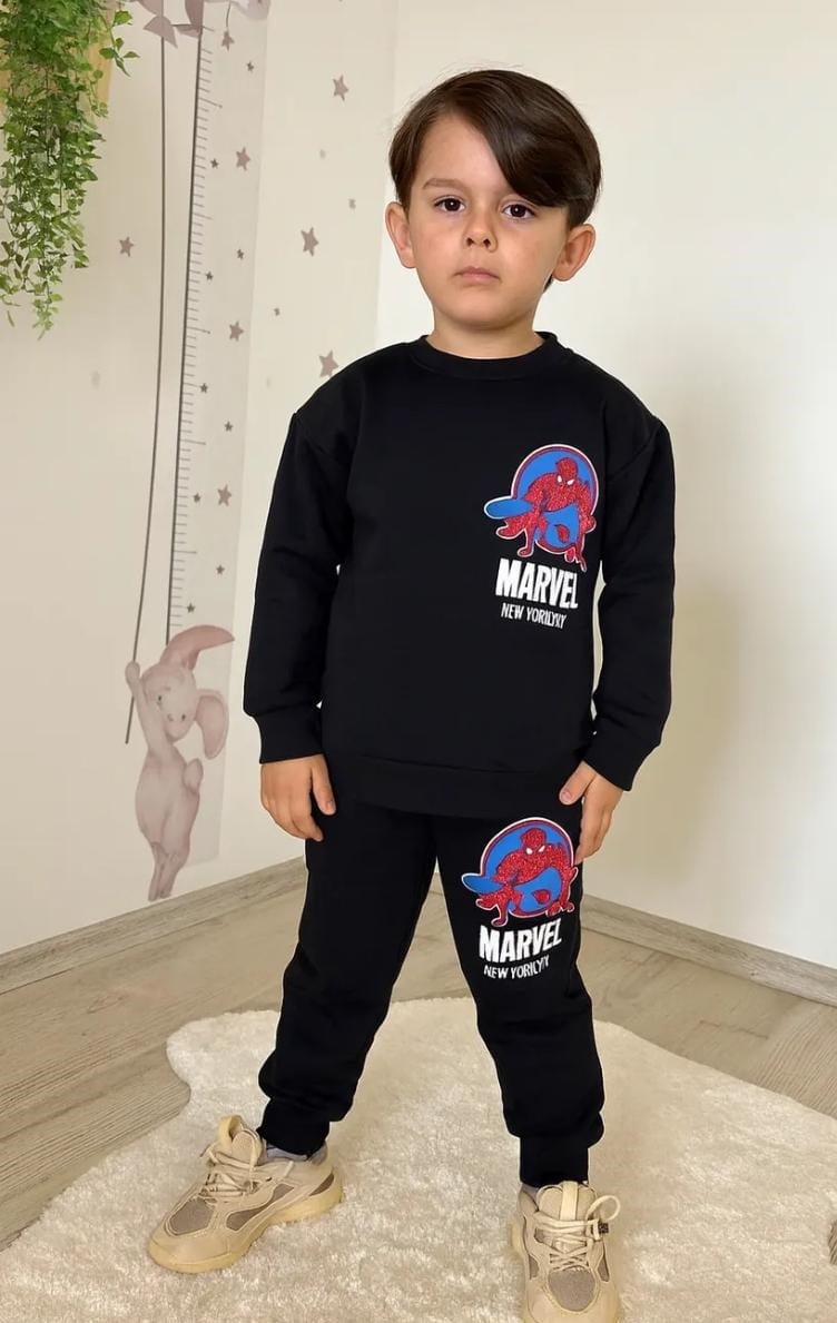 Cg Kids Spiderman Örümcek Adam 3 Iplik Erkek Çocuk Alt Üst Takım