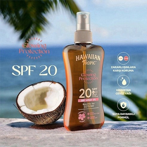 Hawaiian Tropic Glowing Protection Dry Spray Oil SPF20 Koruyucu & Bronzlaştırıcı Yağ 200 ml