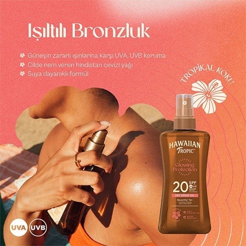 Hawaiian Tropic Glowing Protection Dry Spray Oil SPF20 Koruyucu & Bronzlaştırıcı Yağ 200 ml