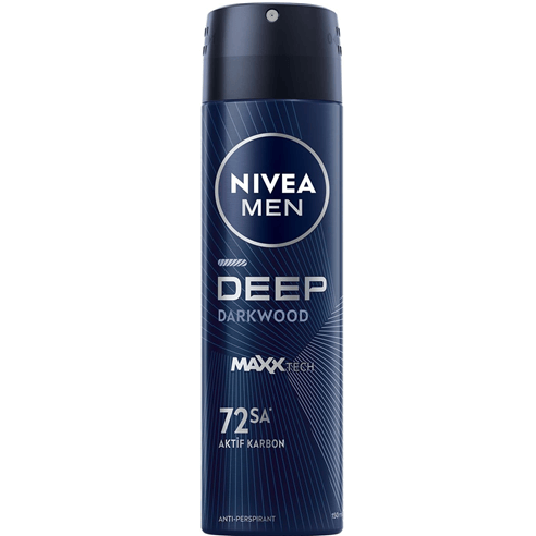 IVEA MEN Erkek Sprey Deodorant Deep Darkwood 150ml, 72 Saat Anti-Perspirant Ter ve Ter Kokusuna Karşı Koruma, x 2 Adet