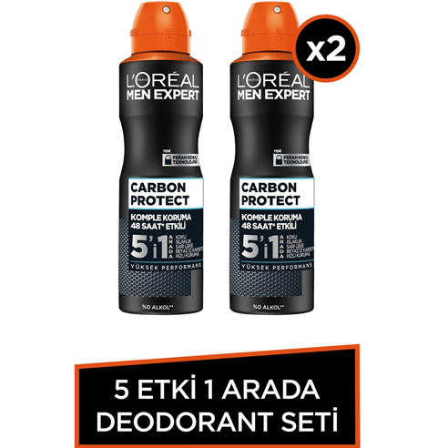LOreal Paris Men Expert Carbon Protect Anti Perspirant Sprey Deodorant 150 ml x 2 adet