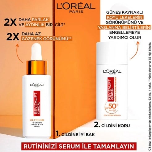 Loreal Paris Revitalift Clinical SPF 50+ Günlük Yüksek UV Korumalı Yüz Güneş Kremi 50 ml