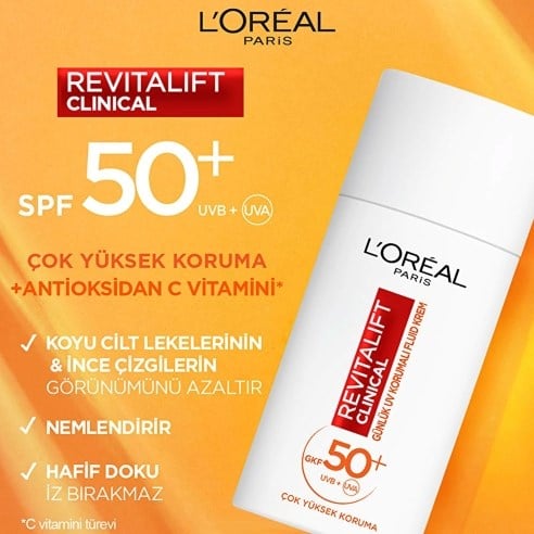 Loreal Paris Revitalift Clinical SPF 50+ Günlük Yüksek UV Korumalı Yüz Güneş Kremi 50 ml