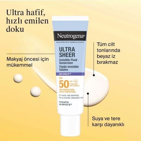 Neutrogena Ultra Sheer Age Shield Fluid SPF50 Yüz Güneş Koruyucu 50 ml