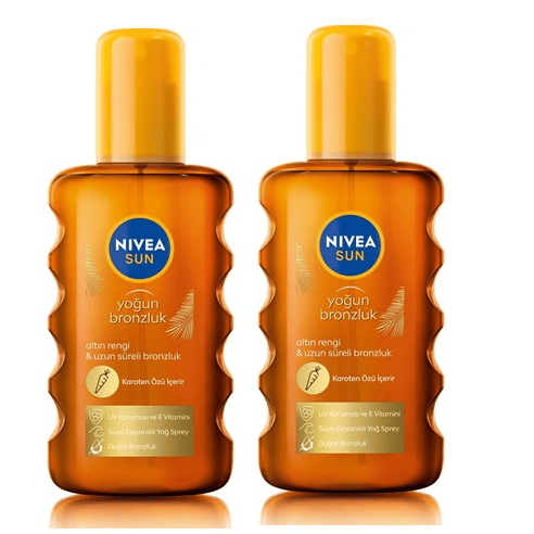 Nivea Sun Karoten Özlü Yoğun Bronzlaştırıcı Güneş Yağ Sprey Vitamini,Doğal Bronzluk 200 ml x 2 Adet