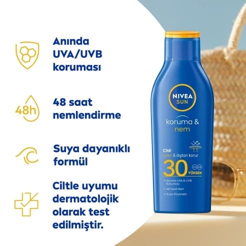 Nivea Sun SPF30 Güneş Koruyucu ve 48 Nemlendirici Güneş Losyonu 200 ml