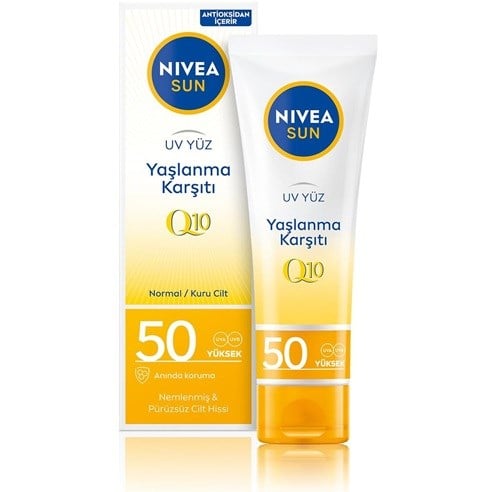 Nİvea Sun Yaşlanma ve Leke Karşıtı Q10 Yüz Güneş Kremi SPF50 50 ml,