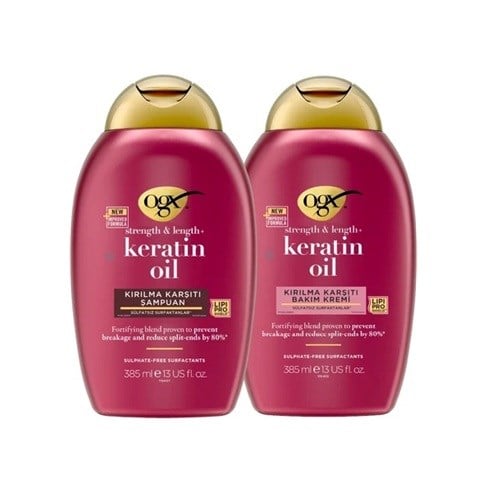 Ogx Keratin Oil Kırılma Karşıtı Sülfatsız Şampuan 385 ml ve Bakım Kremi 385 ml 