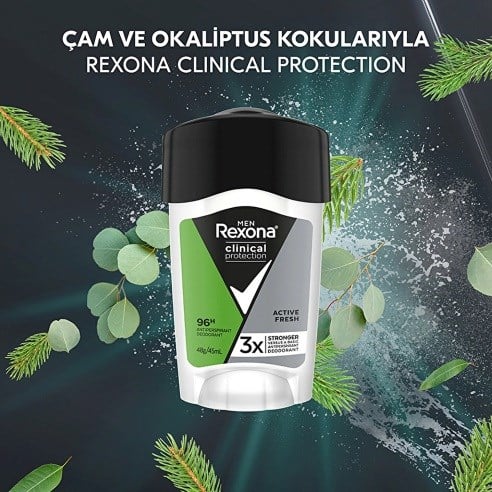 Rexona Clinical Protection Erkek Stick Deodorant Active Fresh Ter Kokusuna Karşı Koruma 45 ML