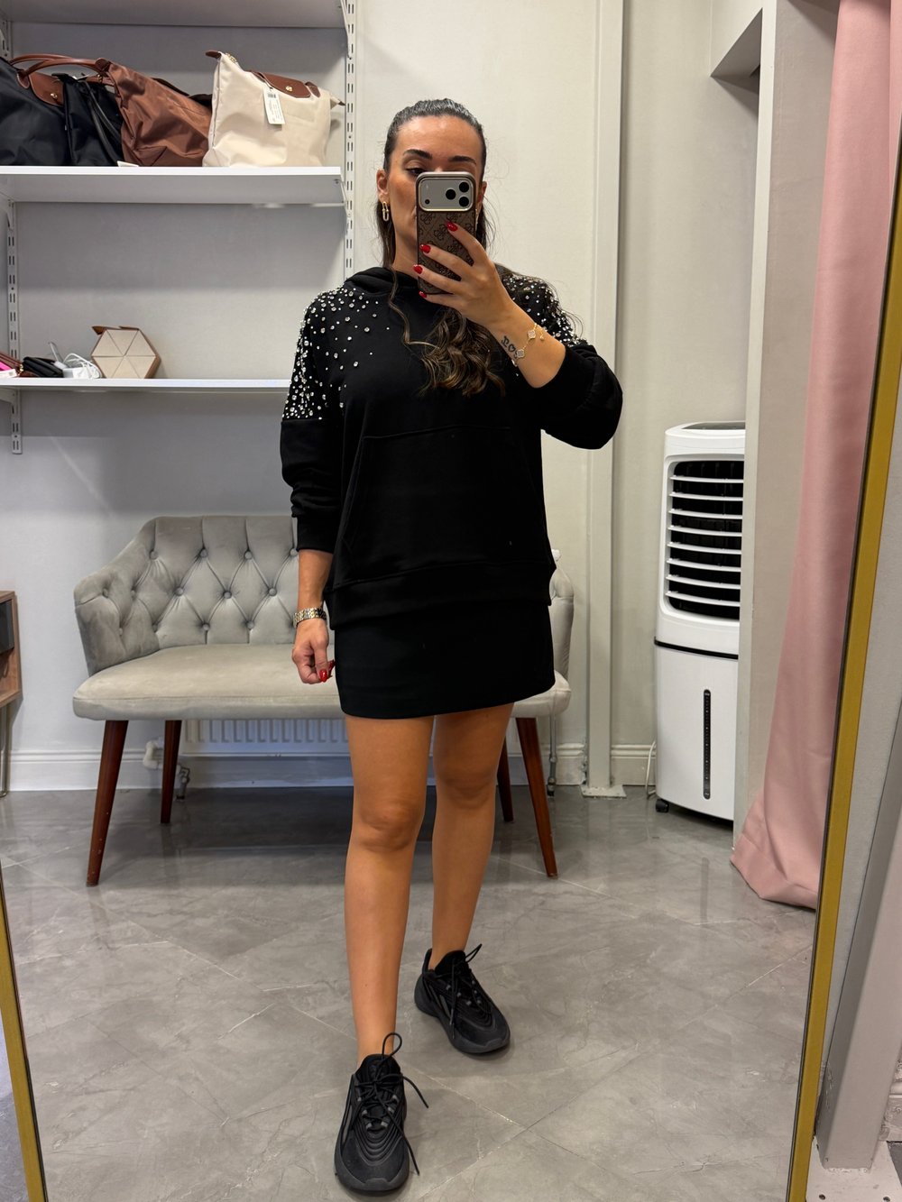 Taş Detaylı Kapişonlu Sweat