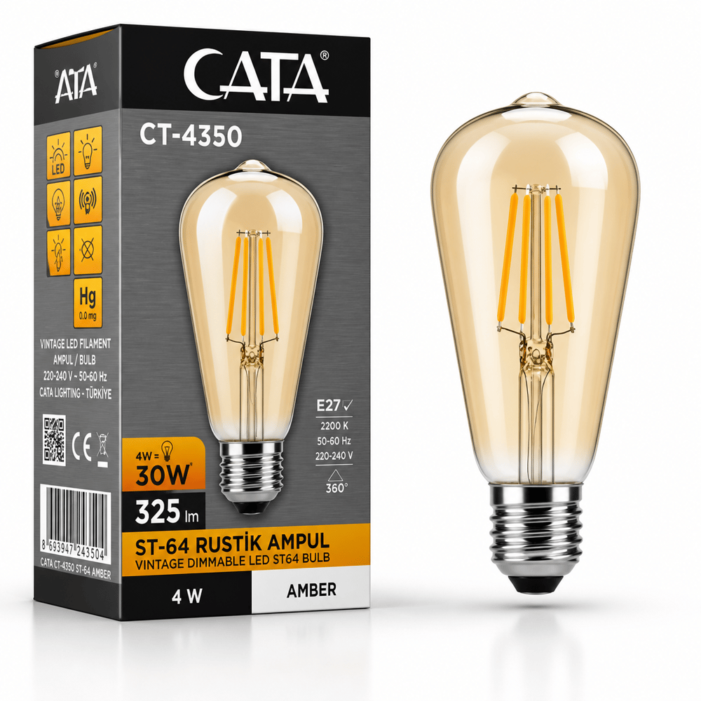 Cata CT-4350 LED Filament Ampul 4W E27 Amber