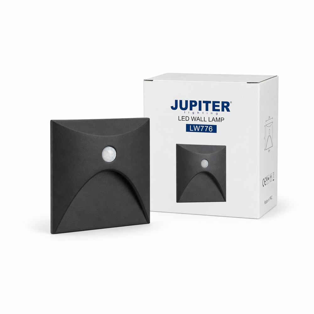 JUPITER LW776 Sensörlü LED Duvar Armatürü 3W 3000K Antrasit