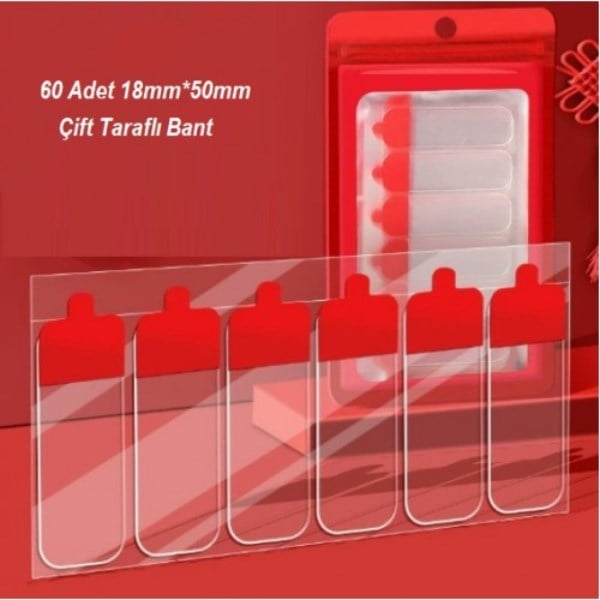 60 Parça Kolay Açılır Güçlü Çift Taraflı Bant 18mmx50mm