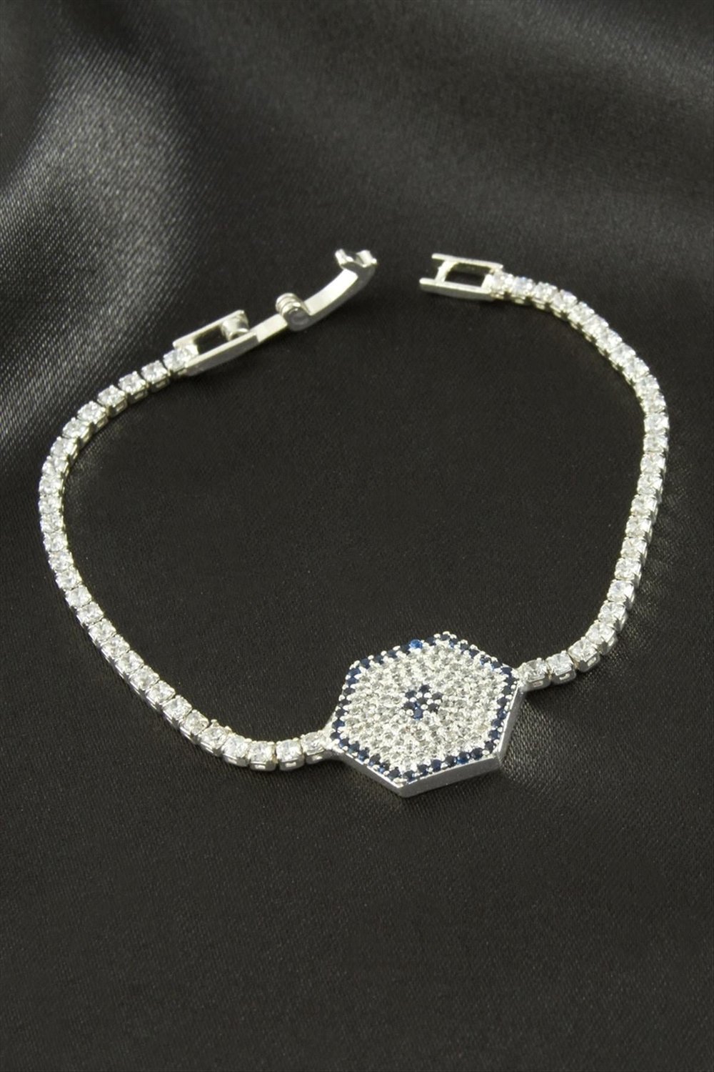 Altıgen Zirkon Taşlı Çocuk Bileklik 16 cm