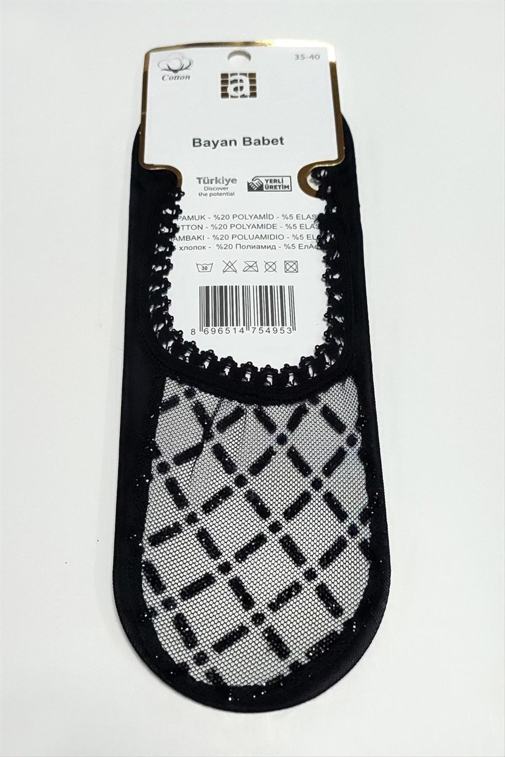Çarpı Dantel Babet Çorap