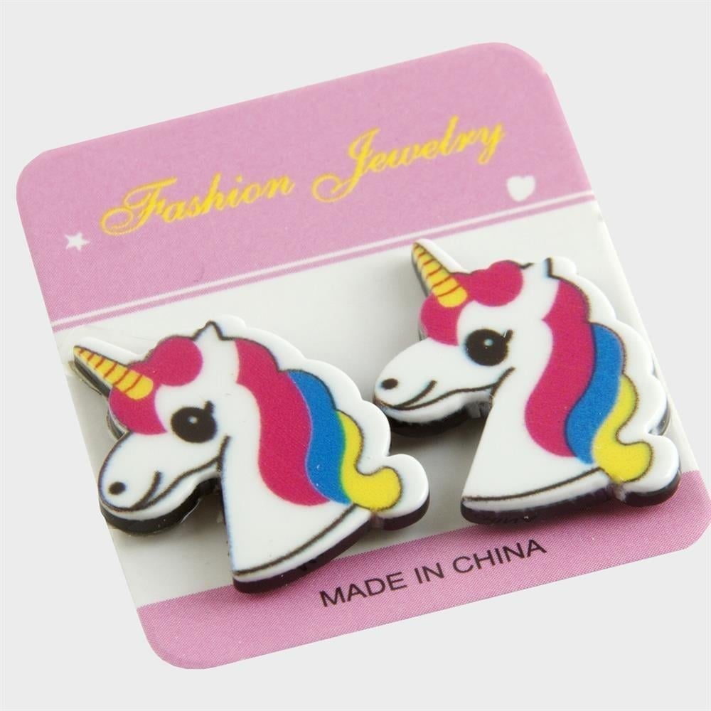 Unicorn Mıknatıslı Plastik Çocuk Küpesi