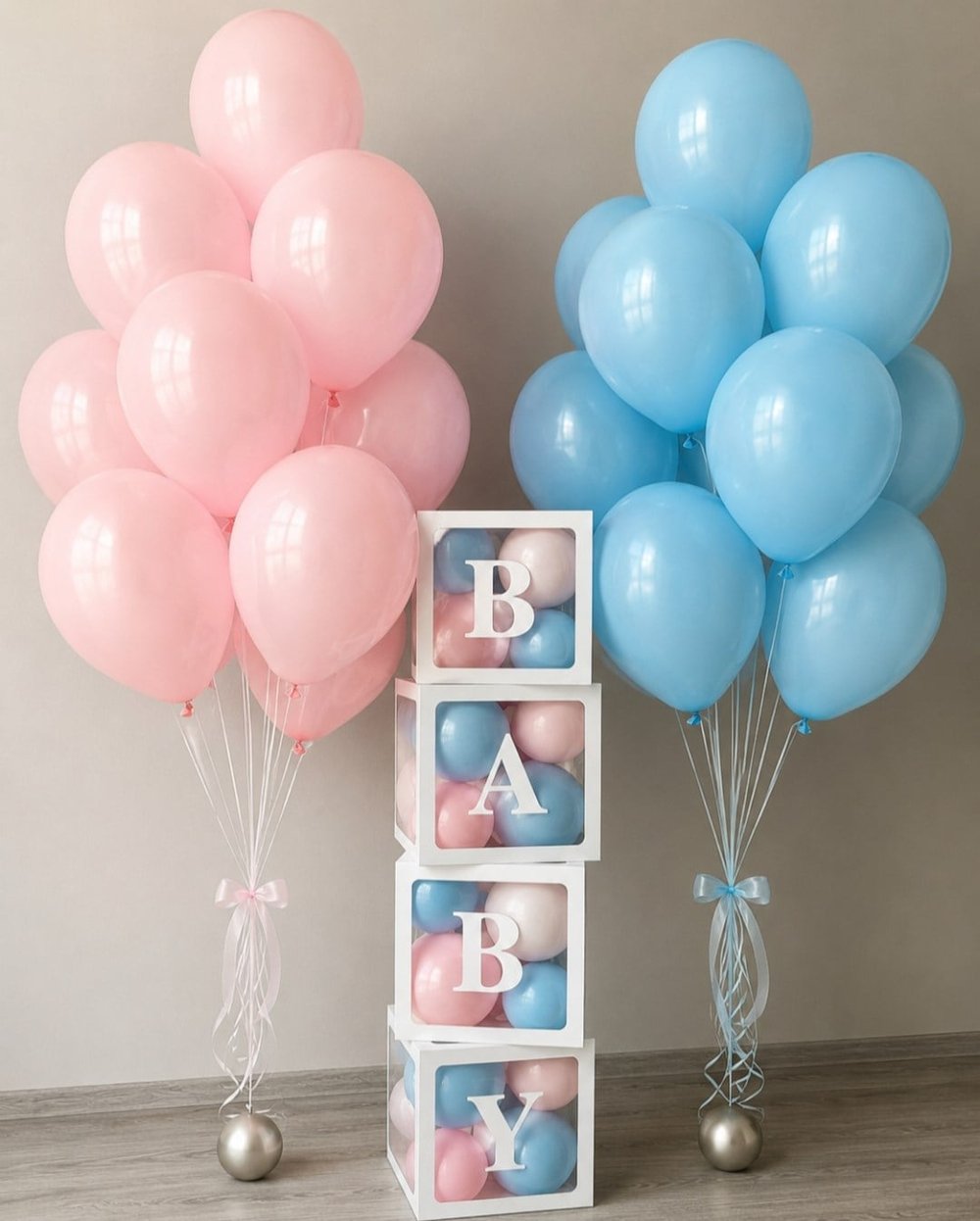 CİNSİYET BELİRLEME PARTİ SETİ - 4 ADET BABY YAZILI BALON KUTUSU - 40 ADET BALON