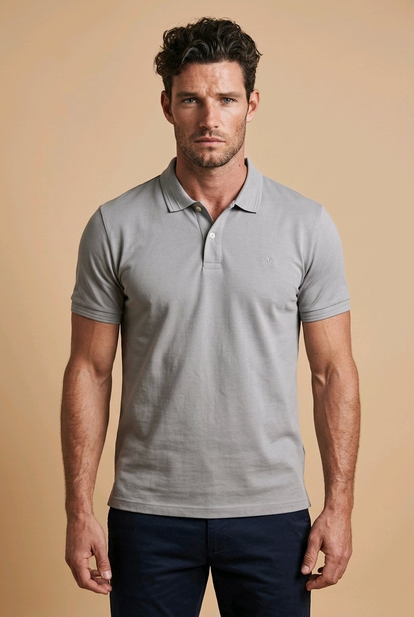Erkek Polo Yaka Taş rengi T-Shirt
