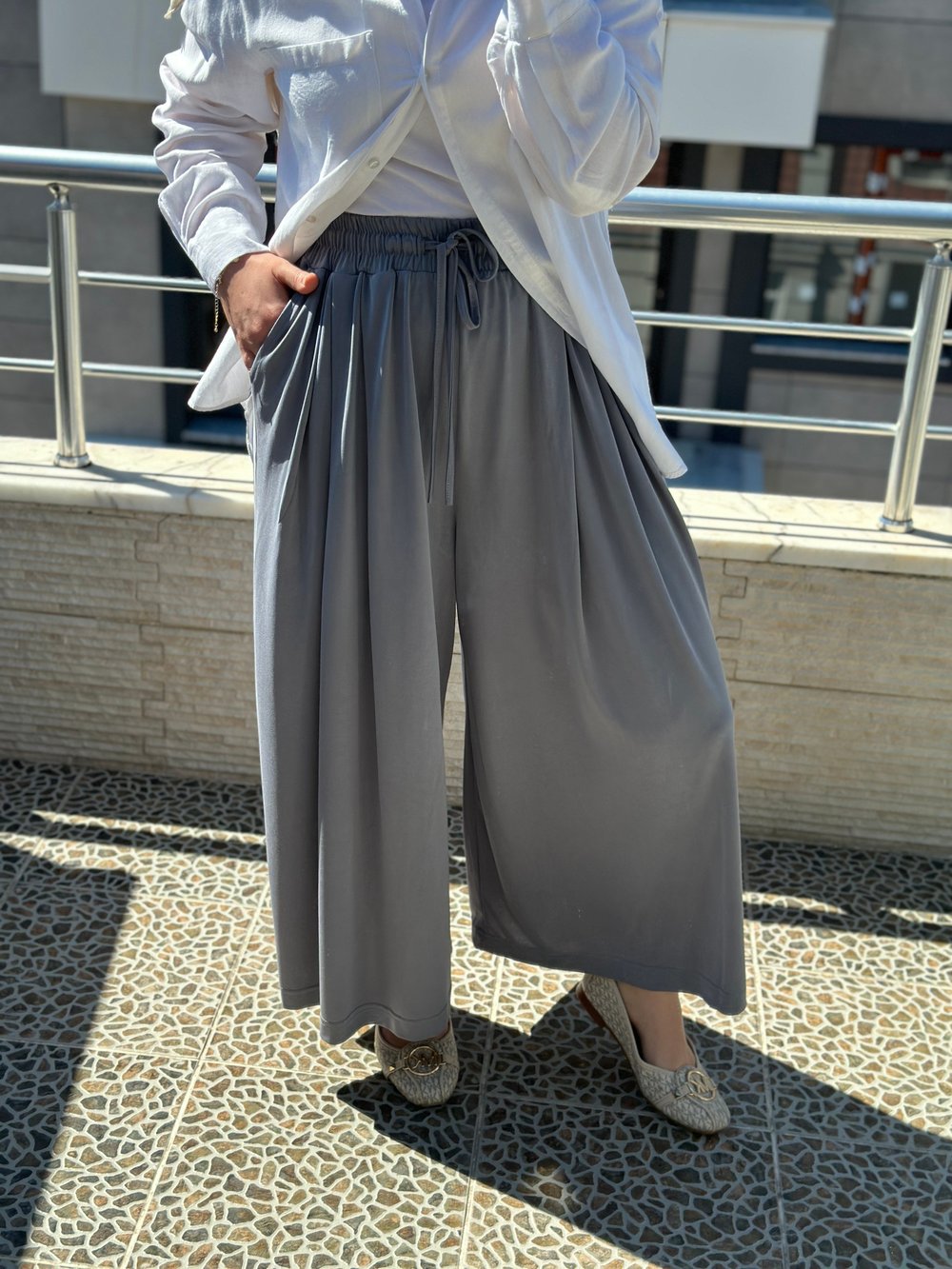 Bol Paça Oysh Pantolon Açık Mavi