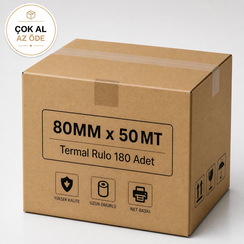 Yazarkasa / Termal Adisyon Fişi Pos Rulosu 80 MM x 50 MT 180 Adet - 1 Koli