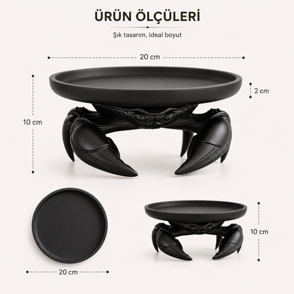 Dekorati̇f Yengeç Sunum Sehpa Organi̇zeri̇ Plasti̇k Organizer 25 X 20 CM Siyah