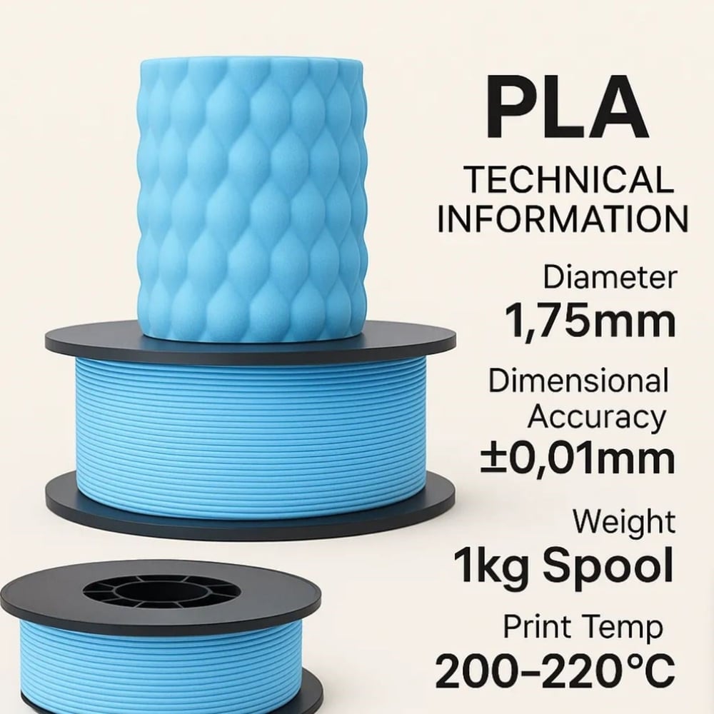 Filetto PLA+ 3D Filament – 1.75mm – 1KG – AMS Uyumlu Açık Mavi