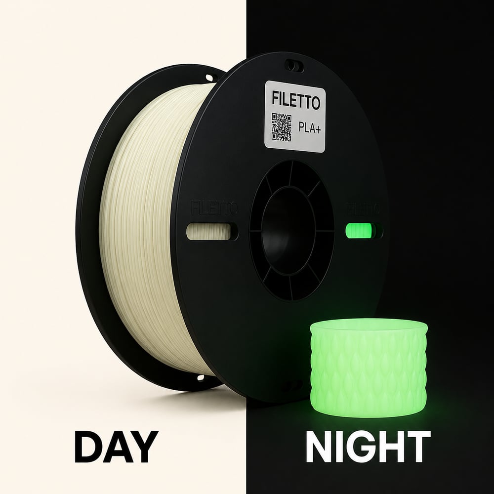 Filetto PLA+ 3D Filament Glow Yeşil – 1.75mm – 1KG – AMS Uyumlu