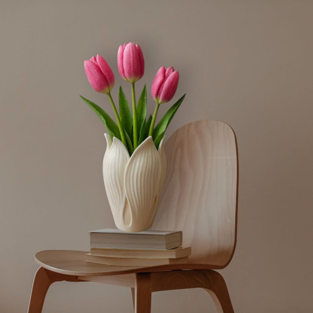 Lotus 3D Dekorati̇f Vazo 18 Cm 18 CM Beyaz