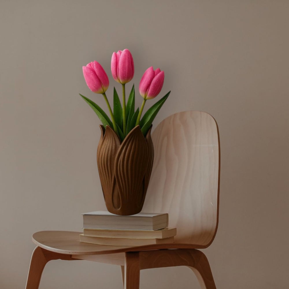 Lotus 3D Dekorati̇f Vazo 18 cm Kahverengi