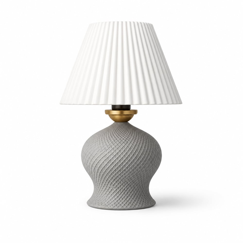 Luxury Tasarımlı Abajur – Yatak Odası ve Çocuk Odası İçin Dekoratif Aydınlatma 31x45 CM Alt Gri