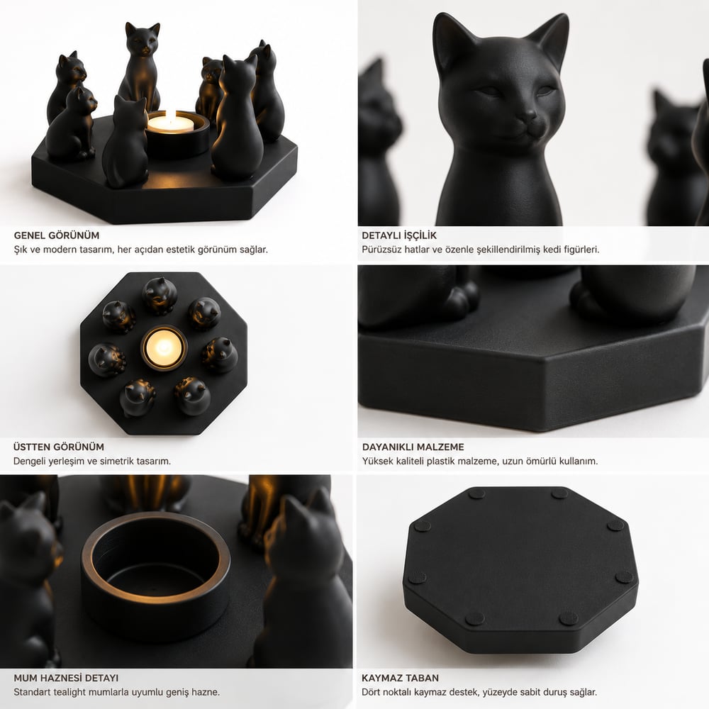 Ri̇tüel Kedi̇ Mumluk Bi̇blo Plasti̇k 20 CM Siyah
