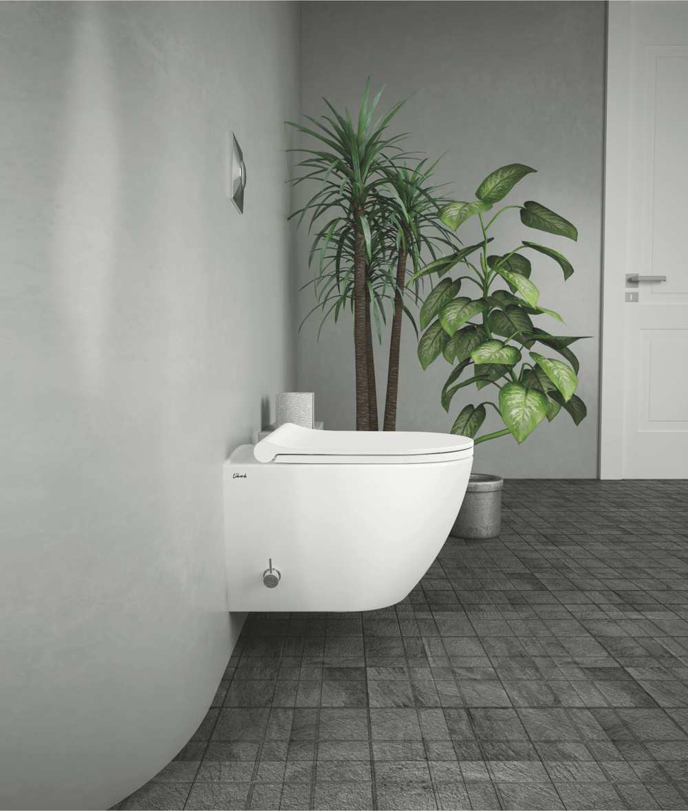 SUA Rimless Wand-WC mit integrierter Bidetfunktion – Weiß (Bella Rotondo) - Leonardo davinci