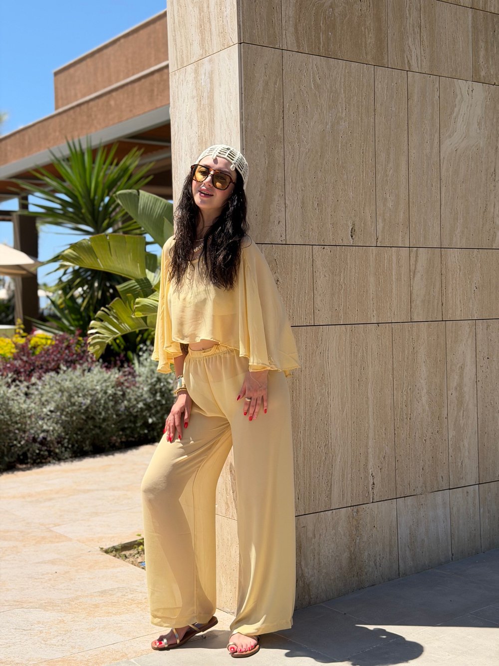 SARI ŞİFON BEACHWEAR TAKIM 