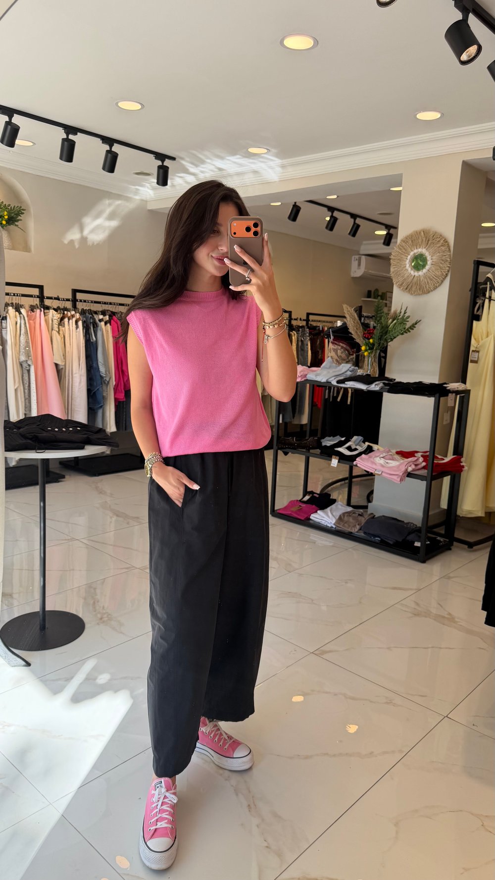 SIFIR KOL TRİKO PEMBE 