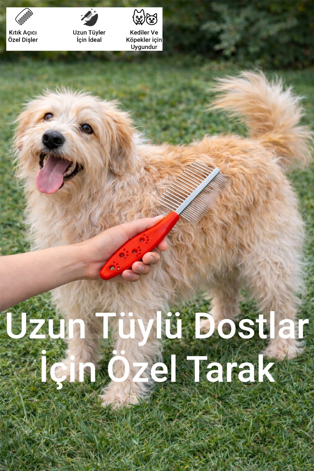 Çift Taraflı Kedi Köpek Tüy Açma Tarağı Köpek Kıtık Açıcı Bakım Tarağı Metal